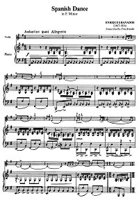 Гранадос - Испанский танец для скрипки op.5 - Клавир - первая страница