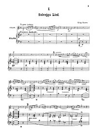 Григ - 5 мелодий  для скрипки с фортепиано - Клавир - первая страница