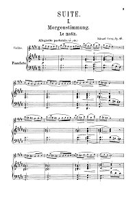 Григ - Сюита Пер Гюнт N1 для скрипки с фортепиано op.46 - Клавир - первая страница