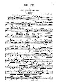 Григ - Сюита Пер Гюнт N1 для скрипки с фортепиано op.46 - Партия - первая страница