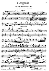 Хальворсен - Гендель - Пассакалия для скрипки и виолончели - Партии инструментов - первая страница
