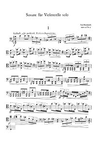 Хиндемит - Соната для виолончели соло op.25 N3 - Партия - первая страница