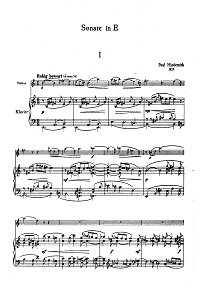 Хиндемит - Соната для скрипки N3 E-dur - Клавир - первая страница