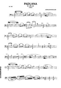 Онеггер - Падуана для виолончели соло - Партия виолончели - первая страница