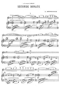 Онеггер - Соната N2 для скрипки с фортепиано - Клавир - первая страница
