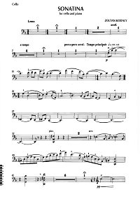 Кодай - Сонатина для виолончели - Партия виолончели - первая страница