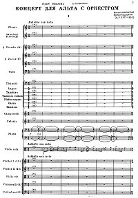 Коллонтай - Концерт для альта с оркестром op.8 - Партитура - первая страница