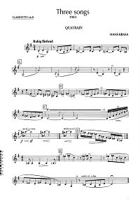 Краса Ганс - Три песни для трио - Партии инструментов - первая страница