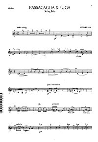 Краса Ганс - Пассакалия и фуга для струнного трио - Партии инструментов - первая страница