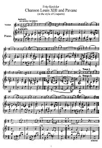 Крейслер - Песня и Павана в стиле Куперена - Клавир - первая страница