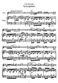 Крейслер - Синкопы для скрипки - Клавир - первая страница