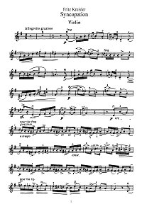Крейслер - Синкопы для скрипки - Партия - первая страница