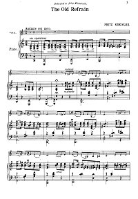 Крейслер - Старинная песня для скрипки - Клавир - первая страница