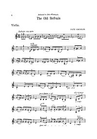 Крейслер - Старинная песня для скрипки - Партия - первая страница