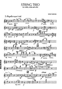 Кшенек Эрнст - Трио для скрипки, альта и виолончели (1949) - Партии инструментов - первая страница