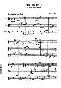 Кшенек Эрнст - Трио для скрипки, альта и виолончели (1949) - Партитура - первая страница