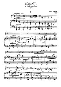 Кренек - Соната для скрипки op.3 (1919) - Клавир - первая страница