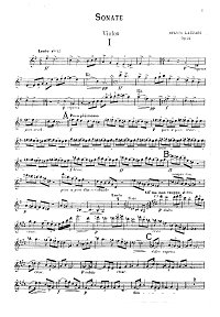 Лаззари - Соната для скрипки с фортепиано op.24 - Партия скрипки - первая страница