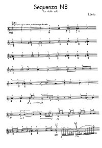 Берио Лучано - Секвенция N8 для скрипки соло - Партия - первая страница