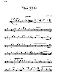Марен Маре - Две пьесы для виолончели с фортепиано - Партия виолончели - первая страница