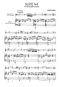 Марен Маре - Сюита Ля минор N4 для альта с фортепиано - Клавир - первая страница
