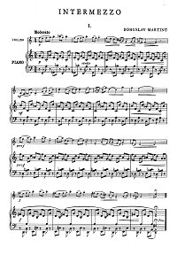 Мартину - Интермеццо - 4 пьесы для скрипки - Клавир - первая страница