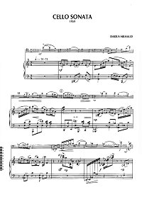 Мийо - Соната для виолончели с фортепиано (1959) - Клавир - первая страница