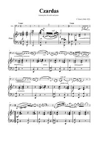 Монти - Чардаш для виолончели с фортепиано - Клавир - первая страница
