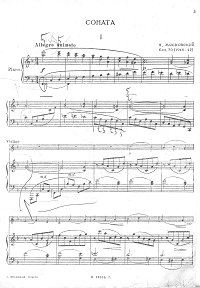 Мясковский - Соната для скрипки op.70 F-dur - Клавир - первая страница