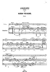 Нильс Гаде - Соната N2 для скрипки с фортепиано op.21 - Клавир - первая страница