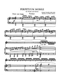Новачек – Вечное движение (непрерывное движение) – для скрипки с фортепиано  - Клавир - первая страница