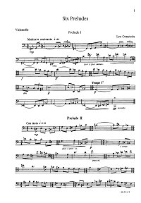 Орнштейн - Шесть прелюдий для виолончели с фортепиано - Партия - первая страница