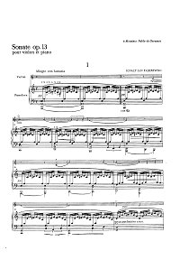 Падеревский - Соната op.13 для скрипки - Клавир - первая страница