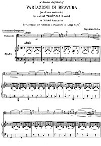 Паганини  - Фантазия на тему из оперы Моисей для виолончели с фортепиано - Клавир - первая страница