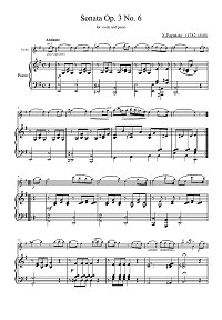 Паганини – Соната для скрипки op.3 N6 - Клавир - первая страница
