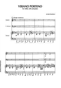 Пьяццолла - Verano Porteno для скрипки, виолончели и фортепиано - Партитура - первая страница