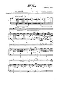 Понсе - Соната для виолончели с фортепиано - Клавир - первая страница