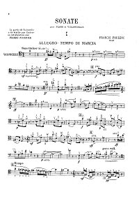 Пуленк - Соната для виолончели с фортепиано - Партия - первая страница