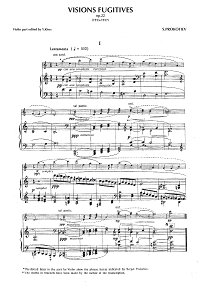 Прокофьев - Мимолетности для скрипки op.22 - Клавир - первая страница
