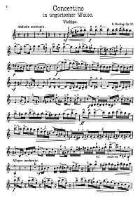 Ридинг - Концертино для скрипки в венгерском стиле op.21 - Партия - первая страница