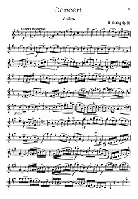 Ридинг - Концерт для скрипки op.36 - Партия - первая страница