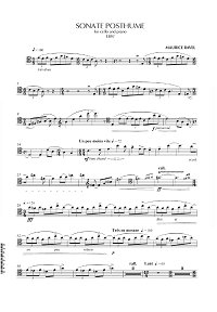 Равель - Соната Posthume для виолончели с фортепиано - Партия виолончели - первая страница