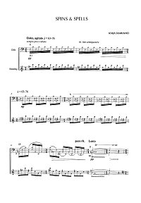 Саариахо - Spins and spells для виолончели соло - Партия виолончели - первая страница