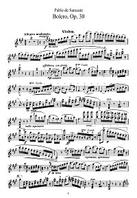 Сарасате - Болеро для скрипки Op.30 - Партия - первая страница