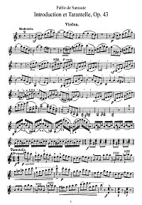 Сарасате - Интродукция и тарантелла Op.43 - Партия - первая страница