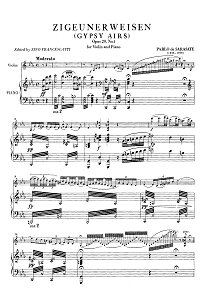 Сарасате - Цыганские напевы op.20 – для Скрипки с фортепиано (ред. Zino Francescatti) - Клавир - первая страница