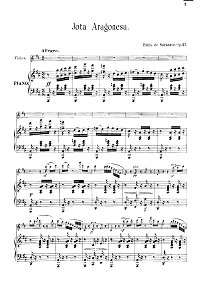 Сарасате - Арагонская хота для скрипки Op.27 - Клавир - первая страница