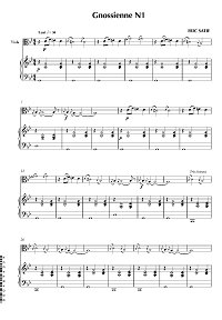 Сати - Gnosienne N1 для альта с фортепиано - Клавир - первая страница