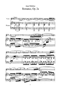 Сибелиус - Романс для скрипки op.2a - Клавир - первая страница
