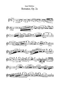Сибелиус - Романс для скрипки op.2a - Партия - первая страница